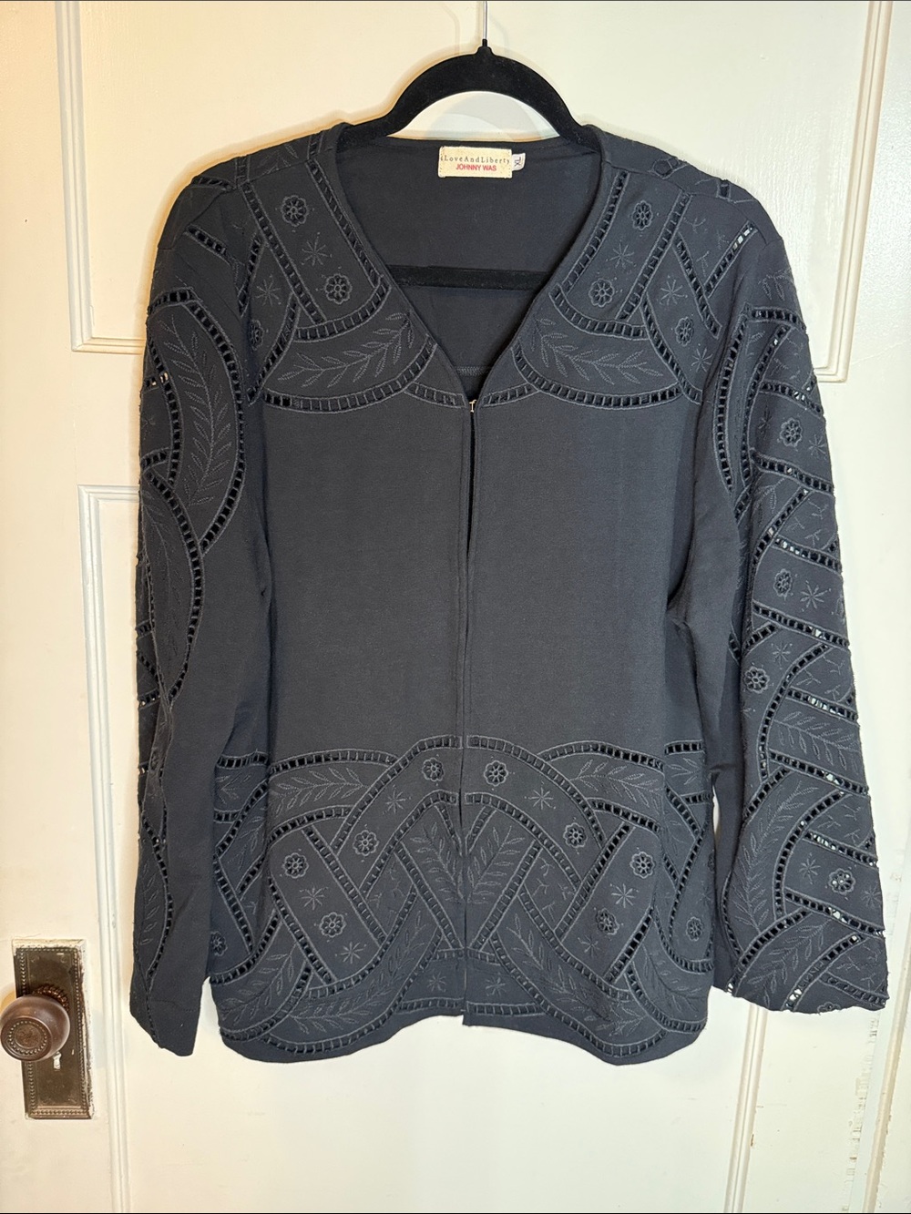 Love And Liberty: Johnny Was Embroidered Black Jacket with Cutout Detailing